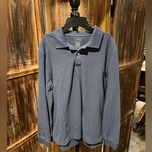 L.L. Bean Men’s Premium Double L Polo, Long Sleeve, Medium, Vintage Indigo